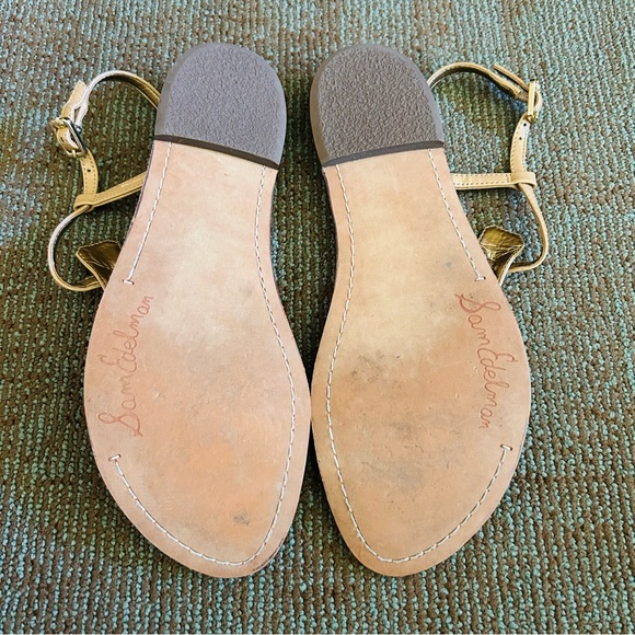 Sam Edelman Vegan Patent Almond Sand Gigi Thong Ankle Strap Sandals, size 8.5 - Picture 10 of 11